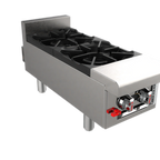 Thumbnail image #1 for Venancio USA Genesis G12CT-12B 12-Inch 2-Burner Gas Countertop Hotplate with Stainless Steel Front & Sides and Adjustable Legs