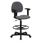 Thumbnail image #1 for Flash Furniture BT-659-GRY-ARMS-GG Gray Upholstered Swivel Drafting Stool with Arms and Adjustable Height