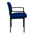 Thumbnail image #2 for Flash Furniture BT-516-1-NVY-GG Stackable Side Reception Chair, Navy Upholstered Seat and Back, Curved Arms, Tubular Steel Frame