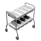 Thumbnail image #1 for Caddy T-305 Bulk Silverware , Stainless Steel, 2 Shelves, 8 Removable Pans, 4-Inch Swivel Casters, 32-1/2 x 22-1/2 x 30-3/4 Inches