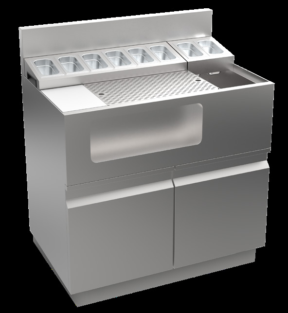 Product image #5 for Krowne Alchemy Series Thirty-Eight Lab 38 Inch Bar Ice Bin and Mise-En-Place Station with Pull-Out Drawer Base