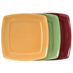 Thumbnail image #1 for Tuxton China DuraTux®© DYH-112L Ceramic Square Plate, 11", Wide Rim, Assorted Colors 1 Dozen