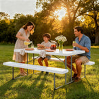 Thumbnail image #2 for Flash Furniture RB-EBB-3072FD-MND-WH-GG Folding Picnic Table with Benches, Granite White HDPE, 59.5"W x 72"D x 29.25"H