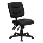 Thumbnail image #1 for Flash Furniture GO-1574-BK-GG Mid-Back Upholstered Swivel Task Chair, Armless, Adjustable Height, Casters