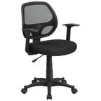 Thumbnail image #1 for Flash Furniture LF-W-118A-BK-GG Adjustable-Height Swivel Task Chair, Mid-Back Mesh, Upholstered Seat, Padded Arms, Casters