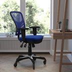 Thumbnail image #2 for Flash Furniture Nicholas HL-0001-BL-RLB-GG Mid-Back Swivel Task Chair with Mesh Back, Upholstered Seat, Padded Arms and Casters