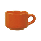 Thumbnail image #1 for International Tableware Cancun CA-23-O Ceramic Coffee Cup, 7 oz., Orange, Stackable, Rolled Edge Case of 3 Dozen