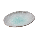 Thumbnail image #1 for Korin Inc Aobuki PLY-IM1027 9" Oval China Plate, Free-Form Edge, Gray with Brown and Turquoise Hues
