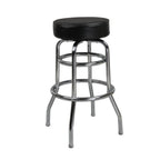 Thumbnail image #1 for JustChair Manufacturing C42030X-COM 30" Swivel Backless Bar Stool with Round Upholstered Seat and Double-Ring Chrome Steel Frame