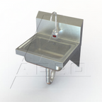 Thumbnail image #1 for AERO Manufacturing HSDE Wall-Mounted Stainless Steel Hand Sink, 14"W x 10"D x 5" Deep, Electronic Faucet, 8" Backsplash