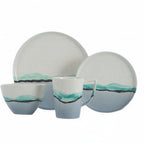 Thumbnail image #1 for Kadra Kitchenware Vikko Classic VC-1602-W 16-Piece Porcelain Dinnerware Set, 4 Dinner Plates, 4 Salad Plates, 4 Bowls & 4 Mugs, Wave Green/Blue