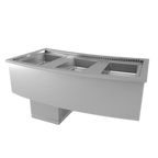 Thumbnail image #1 for RPI Industries Vienna VIAP3-0-R-CV-SC 3-Pan Curved Drop-In Refrigerated Cold Well, Self-Contained, Stainless Steel, 55-1/4"W