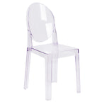 Thumbnail image #1 for Flash Furniture OW-GHOSTBACK-18-GG Transparent Polycarbonate Stackable Chair, Oval Back, Contoured Seat