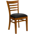 Thumbnail image #1 for Flash Furniture Hercules XU-DGW0005LAD-CHY-BLKV-GG Restaurant Chair, Wood Ladder Back, Cherry Finish, Black Vinyl Upholstered Seat