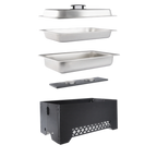Thumbnail image #2 for Browne Foodservice 575129 Collapsible Chafer Kit with Cover, Food Pan, Water Pan, 2 Fuel Cell Holders and Windproof Frame