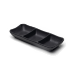 Thumbnail image #1 for G.E.T. Zen - EGS JW2071-B 3-Compartment Rectangular Melamine Tray, 7 oz., Black, 7-5/8 x 3-1/4 x 1 in. Case of 6