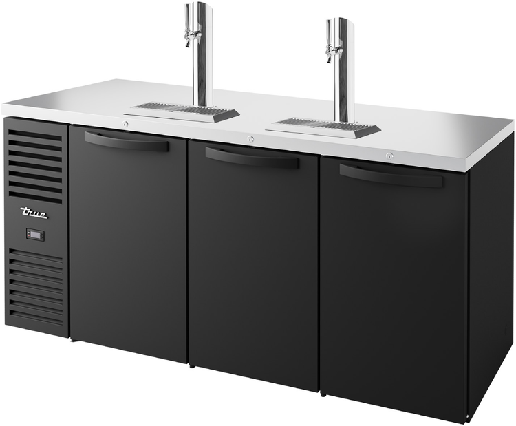 Product image #5 for True Three-Section 72-Inch Refrigerated Draft Beer Cooler with 2 Columns and Stainless Countertop