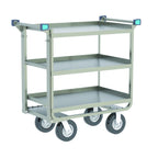 Thumbnail image #1 for Lakeside Manufacturing 155046 Multi-Terrain Stainless Steel Bus Cart, 3 Solid Shelves, Pneumatic Casters