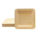 Thumbnail image #1 for TableCraft Products Cash & Carry BAMDSP7 Disposable Bamboo Plate, 7" Square, Natural Case of 12