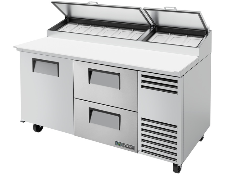 Product image #10 for True 67 3/8-Inch 2-Section Pizza Prep Table with 1 Door, 2 Drawers and Alternate Top