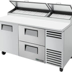 Thumbnail image #10 for True Mfg. - General Foodservice TPP-AT-67D-2-HC 67-Inch Stainless Steel Pizza Prep Table with 1 Door, 2 Drawers and 9-Pan Rail