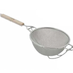 Thumbnail image #1 for Alegacy Foodservice Products S9100 Double-Mesh Stainless Steel Strainer, 9" Bowl, Flat-Bottom Wood Handle Case of 6