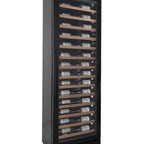 Thumbnail image #1 for Beverage Factory Allavino VSW6771S-1BR-WD Commercial Wine Refrigerator, 67-Bottle, Single-Zone, Black Glass Door, Wood-Front Shelves