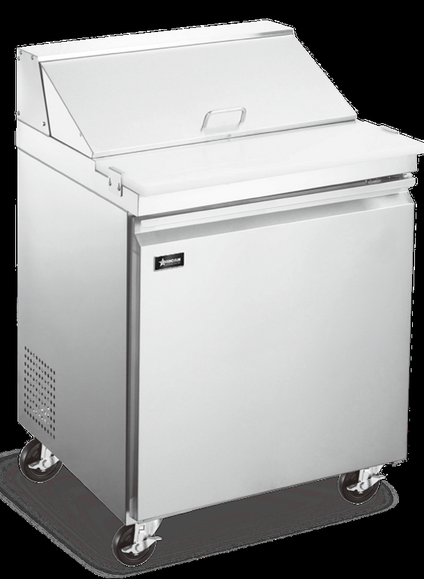 Product image #5 for Omcan USA 28-Inch Refrigerated Prep Table with 1 Door, Rear-Mounted Self-Contained Refrigeration