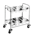 Thumbnail image #1 for Piper Products/Servolift Eastern 719 Silverware Cart, 2 Shelves, Holds 30 Cylinder Dispensers, Stainless Steel Frame, 4" Swivel Casters
