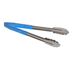 Thumbnail image #1 for TableCraft Products 3712BLEU 12-Inch One-Piece Vinyl-Coated Spring Steel Tongs, Blue Case of 12