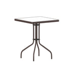 Thumbnail image #1 for Flash Furniture TLH-073A-1-BZ-GG Square Patio Table, 23-1/2"W x 23-1/2"D x 28"H, 5mm Tempered Glass Top, Bronze Metal Base