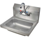 Thumbnail image #1 for USR Brands Prepline PHS16 Wall-Mounted Stainless Steel Hand Sink, Swing-Spout Faucet, 15.75"L x 15"D x 13.25"H