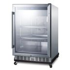 Thumbnail image #1 for Summit Commercial SCR611GLOSRI Outdoor Undercounter Reach-In Refrigerator, 5 cu. ft., Reversible Locking Glass Door, Stainless Steel, Removable Dolly