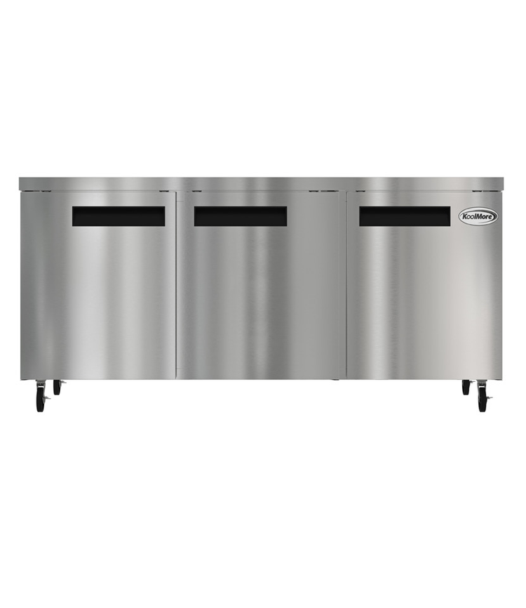 Product image #6 for 72-Inch Three-Section Undercounter Reach-In Refrigerator with Solid Stainless Steel Doors