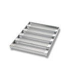 Thumbnail image #1 for Chicago Metallic Bakeware 49014 Half-Size 5-Compartment Aluminum Sub Sandwich Roll Pan, Coated and Perforated Case of 6