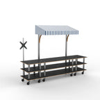 Thumbnail image #1 for Steelite International Mogogo, Modular MGCMLA12MSWW Modular Interactive Food Service Station, Marble Black, on Casters with White/Blue Canopy