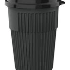 Thumbnail image #1 for G.E.T. Eco-Takeouts EC-216-1-CHG Ribbed Disposable Cup with Lid, 16 oz, Black Dozen Case of 6 Dozen