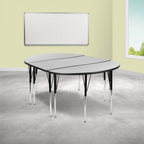 Thumbnail image #2 for Flash Furniture Emmy XU-GRP-A3048CON-48-GY-T-A-GG 2-Piece Adjustable-Height Oval Wave Activity Table Set, Gray Laminate Top