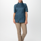 Thumbnail image #1 for Chef Works CBZ03W-TEA-XL Women's Chef Coat, Raglan Short Sleeve, Offset Zip Front, Teal, XL