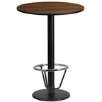 Thumbnail image #1 for Flash Furniture XU-RD-24-WALTB-TR18B-3CFR-GG Round Bar-Height Cocktail Table, 24-Inch Walnut Laminate Top, Black Cast-Iron Base