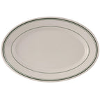 Thumbnail image #1 for Tuxton China Green Bay TGB-013 Ceramic Oval Platter, 11-5/8" x 8", Wide Rim, Rolled Edge 1 Dozen