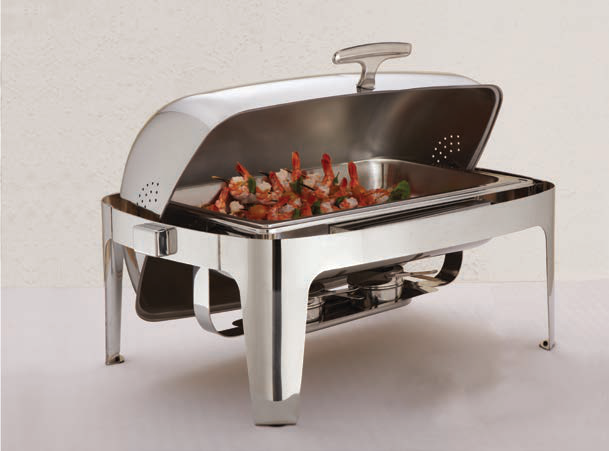 Product image #2 for Adagio 9 Qt Rectangular Roll-Top Chafer, 18/10 Stainless Steel, Silver Trim