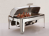 Thumbnail image #2 for Adagio 9 Qt Rectangular Roll-Top Chafer, 18/10 Stainless Steel, Silver Trim