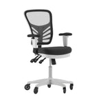 Thumbnail image #1 for Flash Furniture Nicholas HL-0001-WH-BK-RLB-GG Adjustable-Height Swivel Task Chair with Mesh Back, Padded Arms, Upholstered Seat