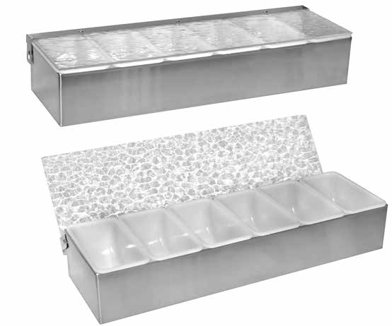 Product image #2 for Glastender Countertop Condiment Dispenser / Bar Garnish Caddy, Stainless Steel, 6 Pint Cups