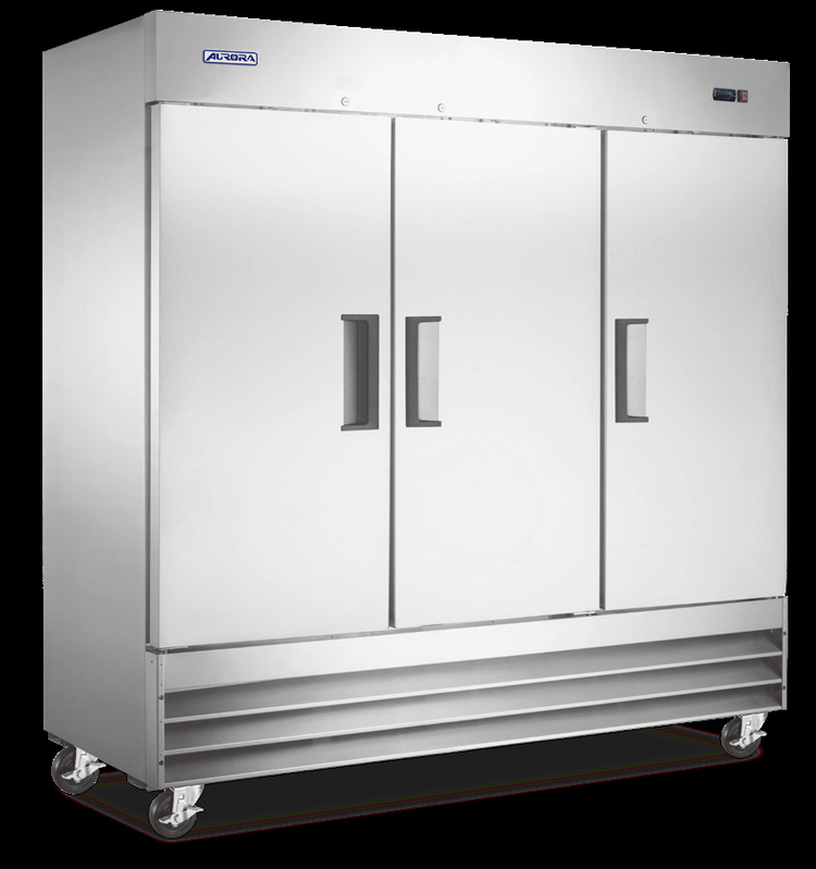Product image #2 for Aurora 72 Cu. Ft. Three-Section Reach-In Refrigerator with Bottom-Mount Self-Contained Refrigeration