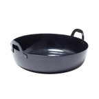 Thumbnail image #1 for Korin Inc TK-303-01-39 Round Iron Tempura Pot with Double Handles, 15-1/3 in Diameter x 4 in High, Black