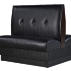 Thumbnail image #1 for ATSMFG ATS AT&S-QAD-W42-3B-BLK Double Booth, 42"H, 3-Button Tufted Elm Wood Top & End Caps, Dark Walnut, Black Upholstery