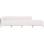 Thumbnail image #1 for Flash Furniture Hercules - Imagination ZB-IMAG-SET9-WH-GG Modular Chair & Ottoman Set, White LeatherSoft, Tufted Seat, Stainless Steel Legs