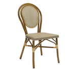Thumbnail image #1 for G & A Commercial Seating Paris 807 Commercial Outdoor Side Chair, Hairpin Back, Platinum Textilene Seat and Back, Aluminum Frame